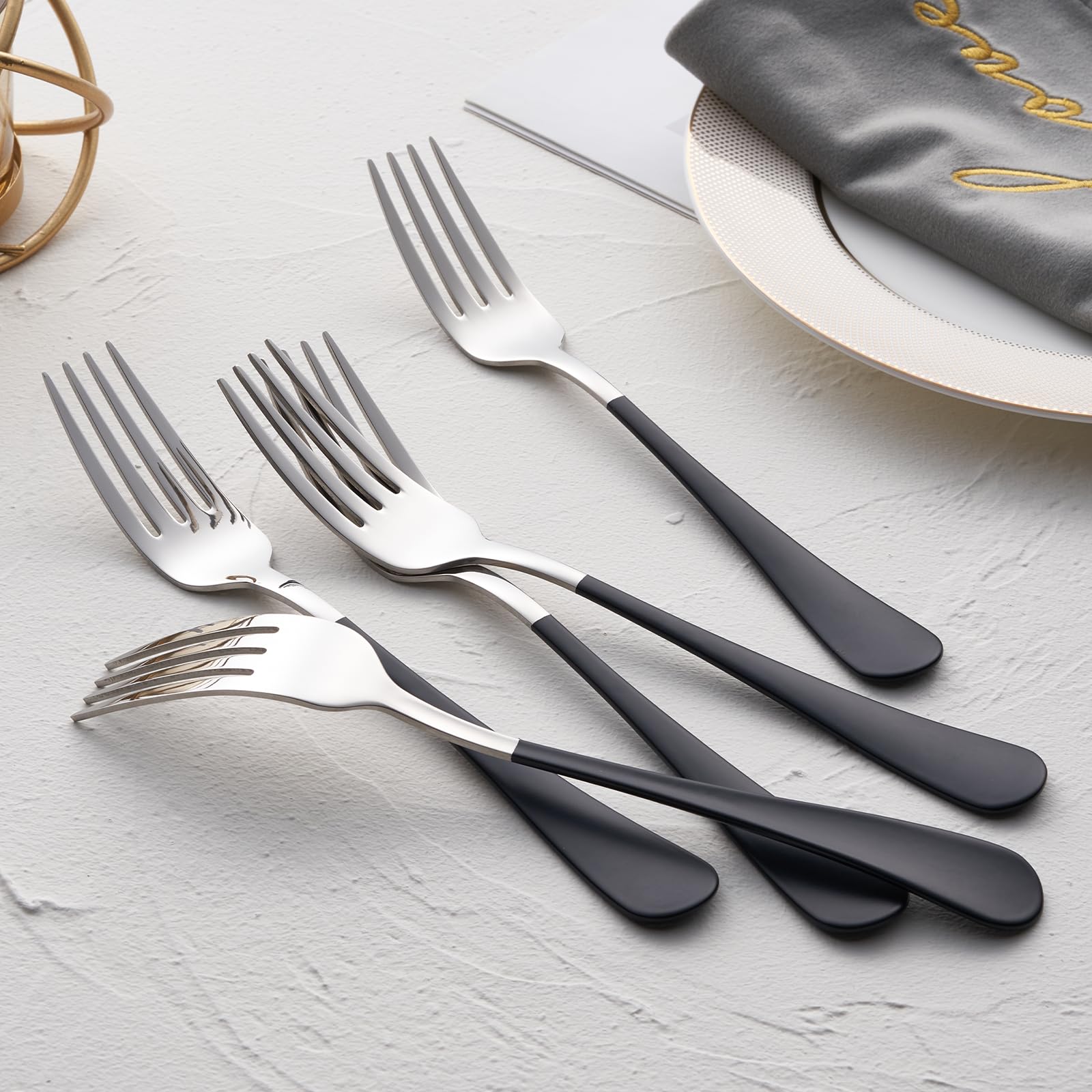 Black Stainless Steel Dinner Forks - Set of 12 -7 Black Stainless Steel Dinner Forks - Set of 12 -7