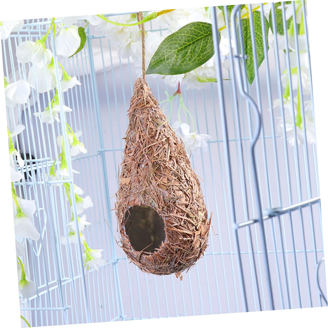 Set 5 Nidi per Uccelli Sospesi in Paglia Intrecciata a Mano, Resistente e Traspirante, Decorazione Naturale per Giardino, Casa e Matrimonio, Casetta per Uccelli da Esterno e Riproduzione