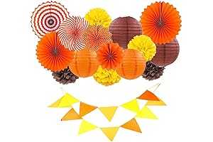 16 Pcs Fall Paper Fan Set, Create the Perfect Thanksgiving Ambiance