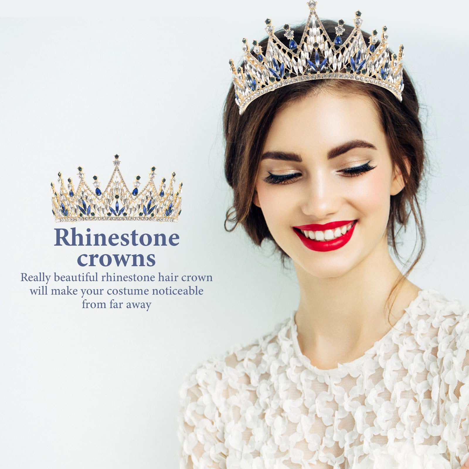 Tiara de Boda Azul Estilo Barroco para Novia Aleación Elegante y Decoración Cabello en Bodas y Fiestas