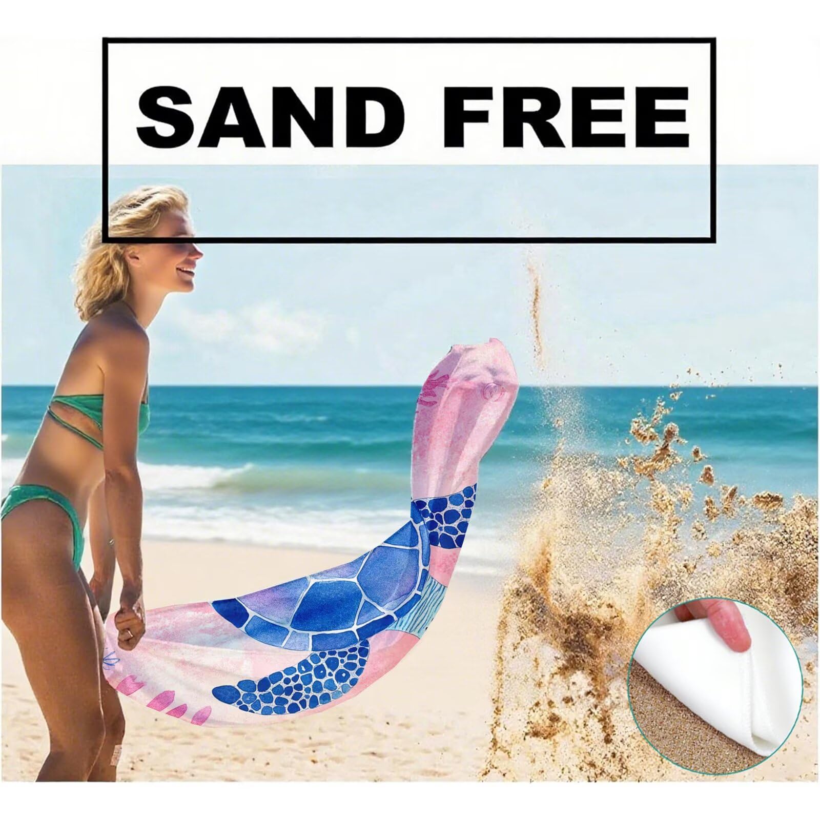 Telo Mare Microfibra, Telo Mare Grande 200 x 100 cm Set da 2, Antisabbia Asciugatura Rapida Assorbente Salvietta da Spiaggia Asciugamano per Palestra Piscina Viaggi Sport Picnic, Regali Donna Q-647