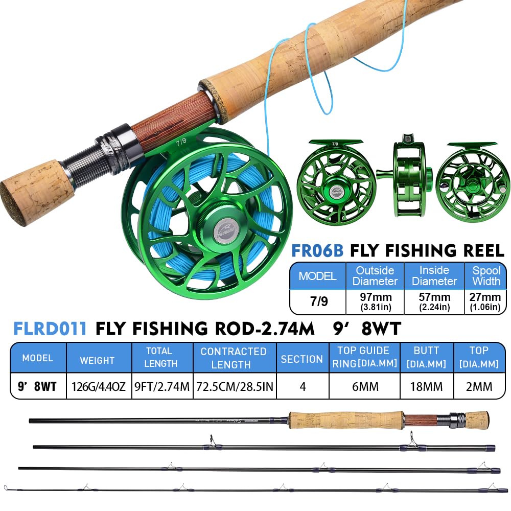 PROBEROS Pêche à la Mouche Combo - Ensembles Cannes et moulinets Ensemble de démarrage Complet avec étui - Pêche à la Mouche Kit Complet Tenue
