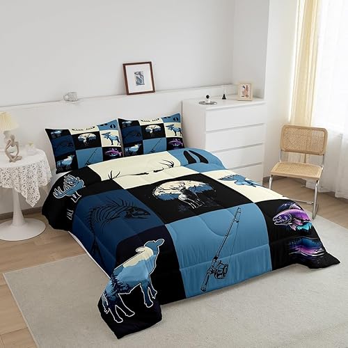 Miniatura 3 de Castle Fairy Lodge - Juego de edredón de cabaña, ciervo salvaje, alce, silueta de animal, para niños, adolescentes y adultos, juego de ropa de cama