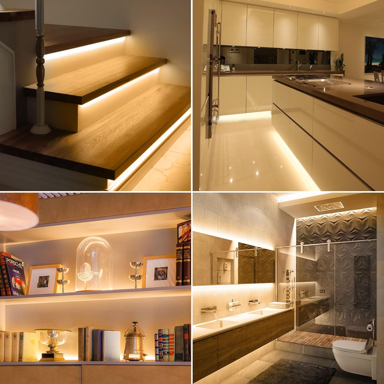 Meevt LED Strip Lights, 16.4ft/5M Warm White IP67 Waterproof 12V Flexible Outdoor Strip Light, 3000K Dimmable LED Light Strip for Bedroom, Cabinet, Balcony, Yard, Terrace(Power Controller Included)