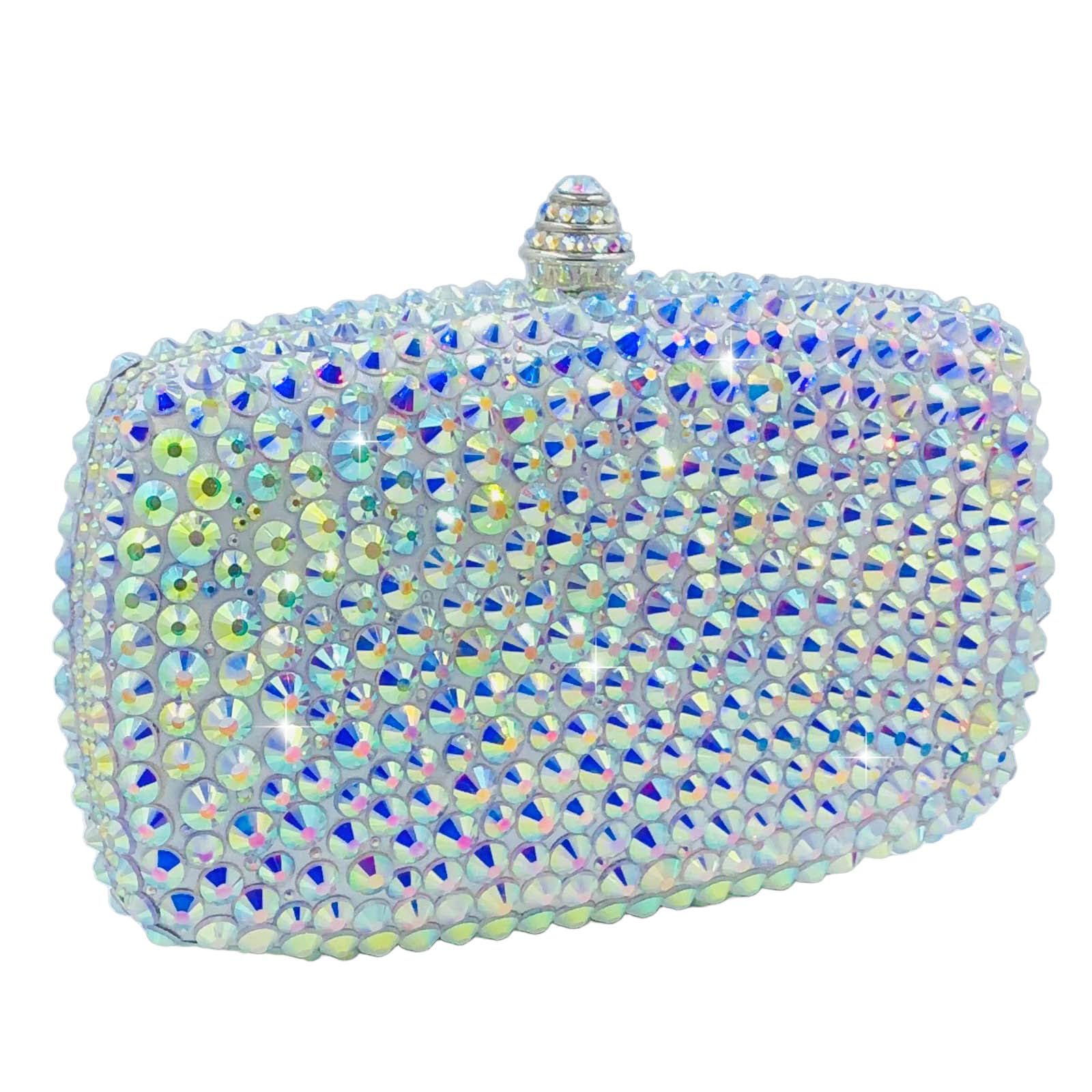 Boutique De FGG Mini Crystal Clutch Purse for Women Formal, Spikes Rhinestone Clutch Evening Bag, Wedding Party Handbag