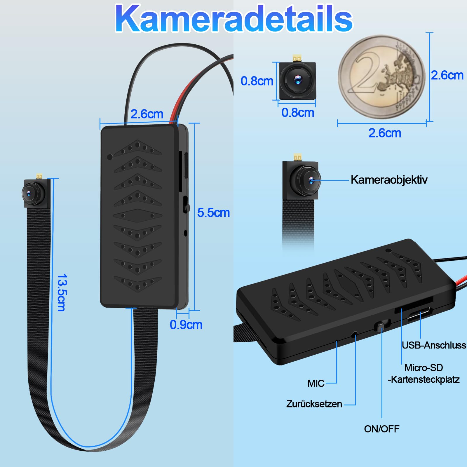 Bodycam Körperkamera Mini, Dual Band WLAN 5GHz & 2.4GHz Kleine Kamera, 1080P Tragbare Mini HD Kamera mit Bewegungserkennung & Langer Akkulaufzeit