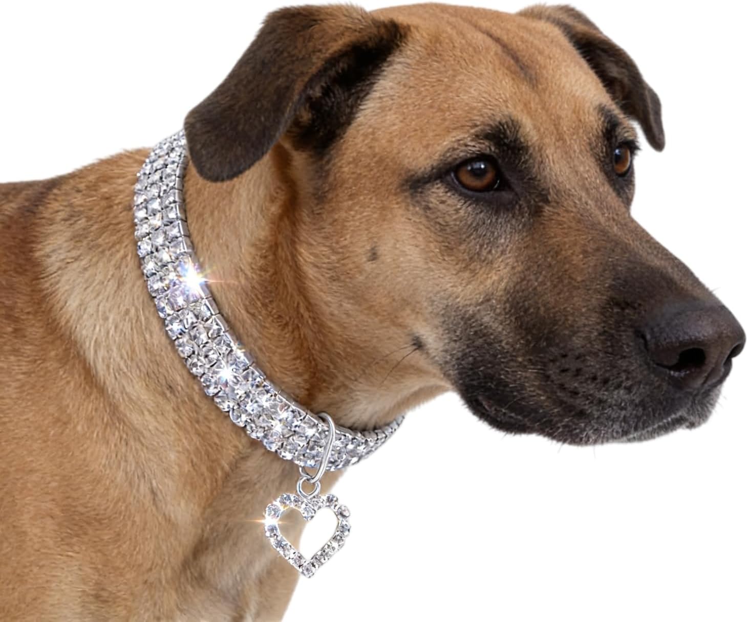 Bling Rhinestone Dog Collar with Heart Charm - Adjustable Sparkly Crystal Pet Necklace for Cats & Small/Medium Dogs Cute Glitter Heart Pendant Pet Jewelry for Photograph Wedding Party Accessory image 2