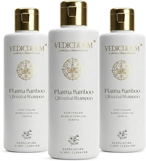 VEDICDERM Plasma Bamboo Charcoal Shampoo 200ml | Clinically Proven For Scalp Psoriasis, Dandruff &amp; Sensitivity | Relieves ...