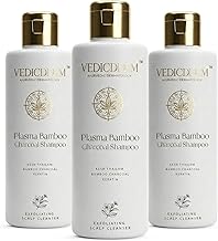 VEDICDERM Plasma Bamboo Charcoal Shampoo 200ml | Clinically Proven For Scalp Psoriasis, Dandruff & Sensitivity | Relieves Itching, Flaking & Dryness | SLS, Paraben & Irritants Free|Daily Hair Cleanser