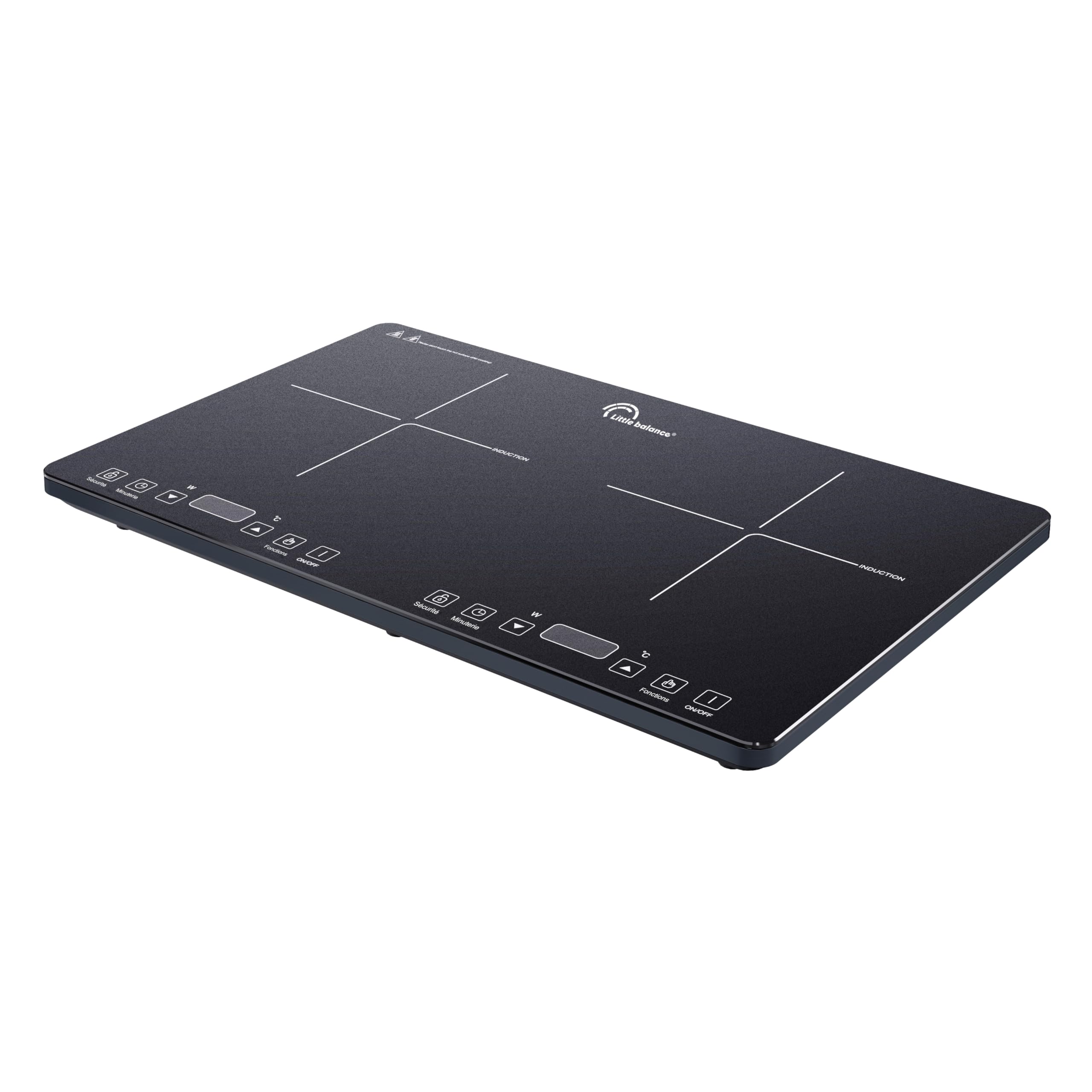 LITTLE BALANCE 8858 Little Induction Duo, Plaque de cuisson induction 2 feux, Plaque de cuisson portable, Cuisson rapide, Thermostat réglable 10 niveaux de température, Jusqu’à 240°C, 3500W, Noir