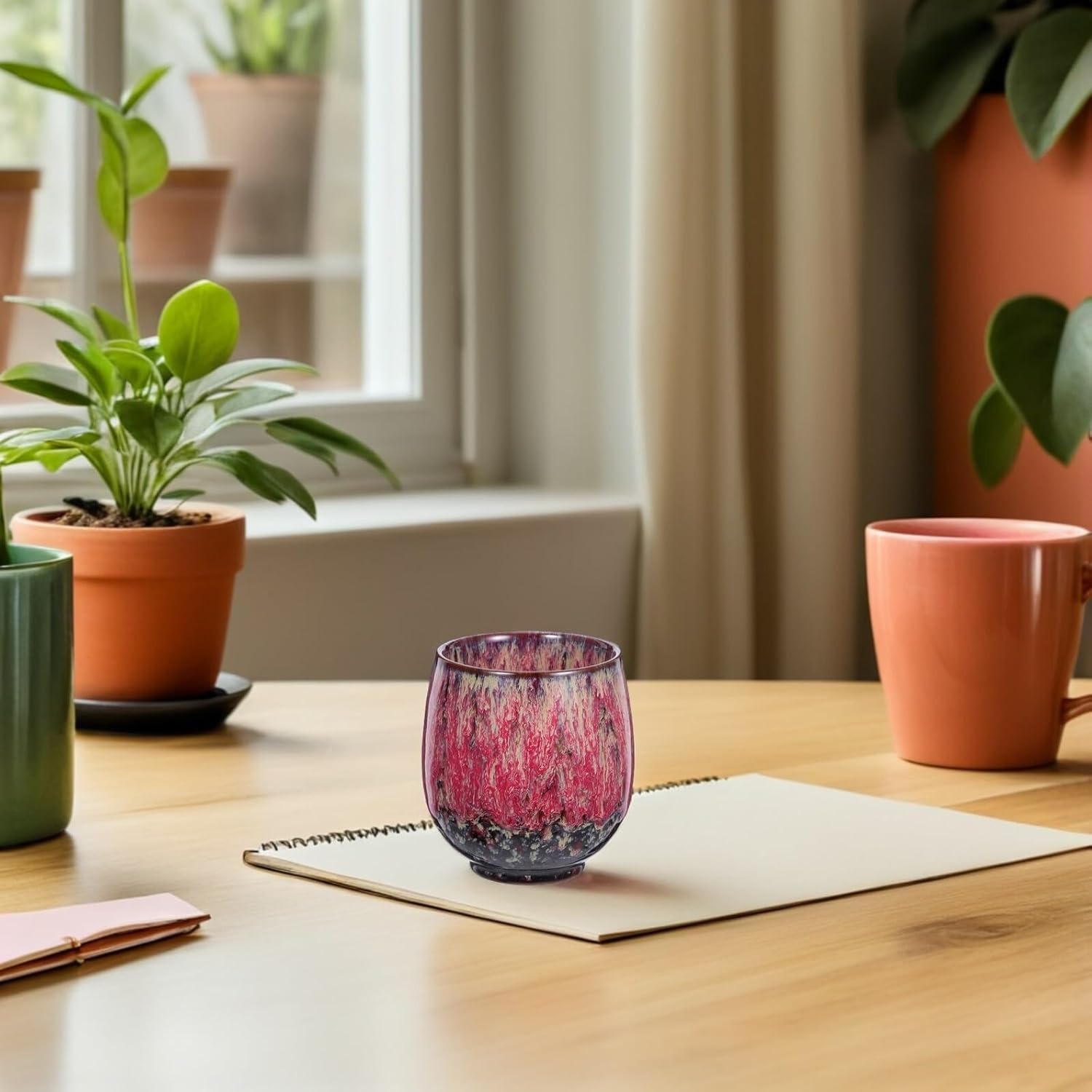 Luxshiny 4pcs Ceramic Kung Fu Tasting Tea Cup Set Retro Porcelain Espresso Coffee Mugs Traditional Chinese Japanese Style Small Tea Bowls for Home and Guest Serving