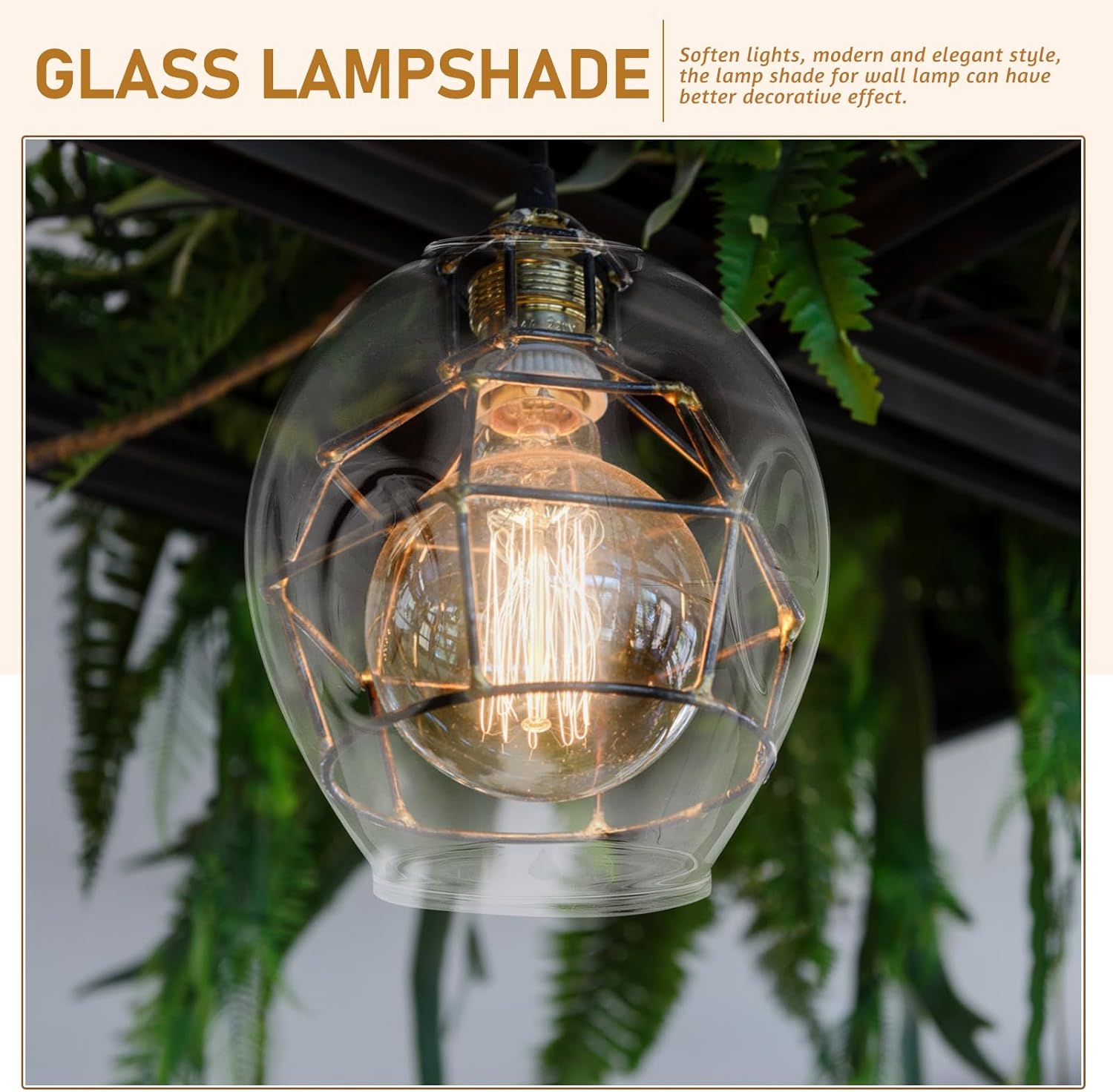 OSALADI Glass Lampshade Replacement for Wall Sconce and Chandelier Light Fixtures Clear Transparent Lamp Cover 6.29X5.90X5.90In for Living Room Bedroom