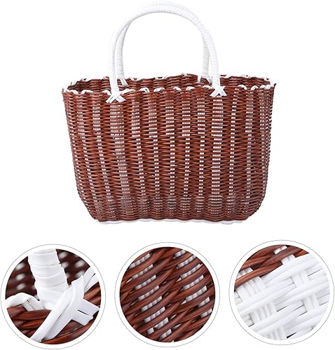 Miniatura 6 de Cabilock Cesta de la compra, cesta de plástico, cesta decorativa de flores, cesta de picnic ovalada, cesta de mercado, cesta de almacenamiento para