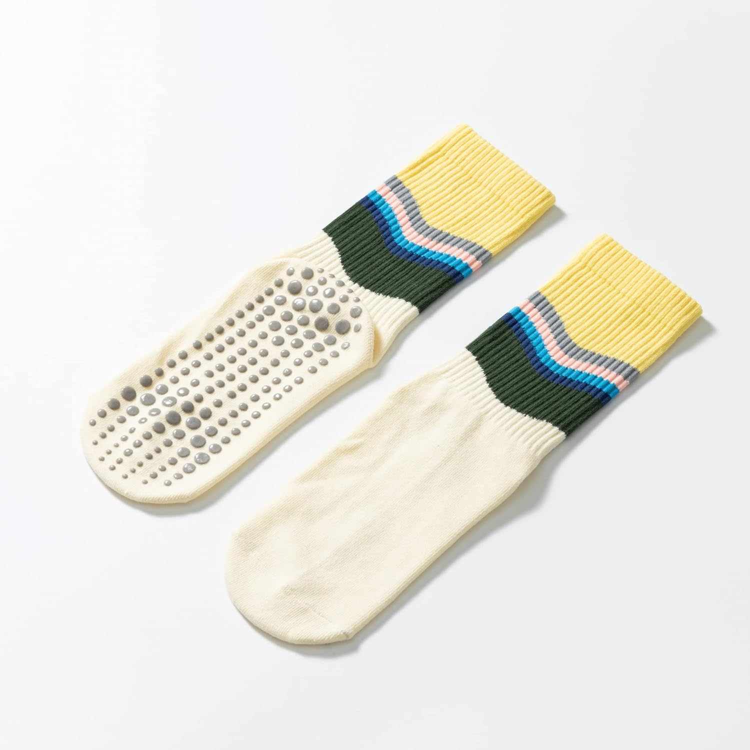 Verdancy Yoga Pilates Socks with Grips for Women Non Slip Solid Graffiti Cushioned Crew Socks for Barre Ballet Dance - Image 5