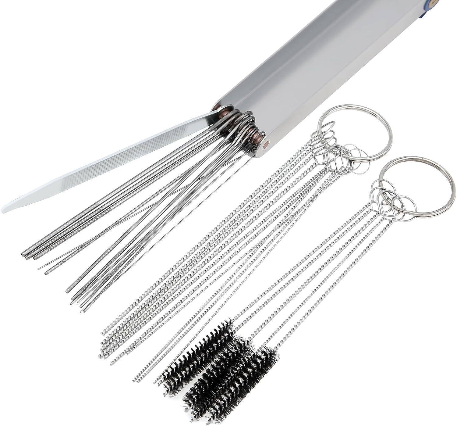Windance Carburetor Carbon Dirt Jet Cleaner Kit, 1 Sharp Pick, 13 Cleaning Wires Set, 10 Cleaning Needles, 5 Nylon Brushes Tool Kit for Motorcycle ATV Moped Welder Carb Spray Torch Tips