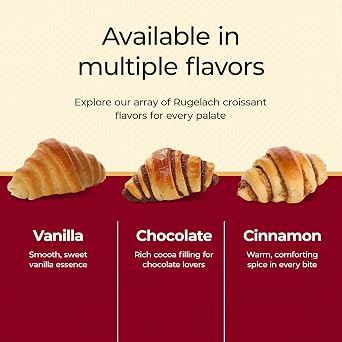 Vanilla Rugelach | Dairy-Free, Nut-Free, OU Kosher-Certified Mini Croissants | Breakfast Pastry | Coffee and Tea Snack | Bakery Fresh Pastries - 14 oz. | Reisman's Bakery