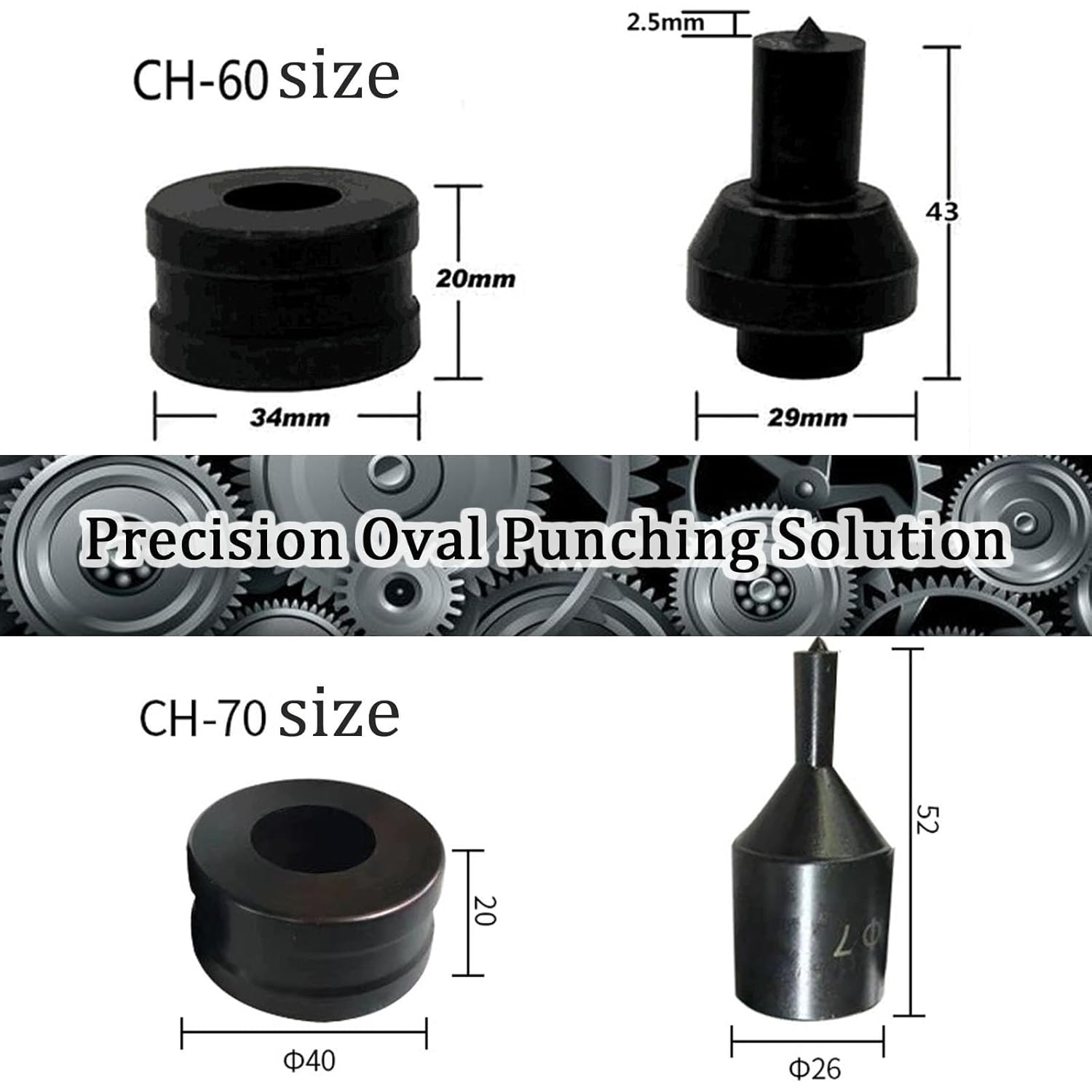 油圧パンチ用丸穴パンチダイセット、CH-60/CH-70マシン対応、高耐久スチールメタルパンチングダイ、複数サイズ(CH-70、10