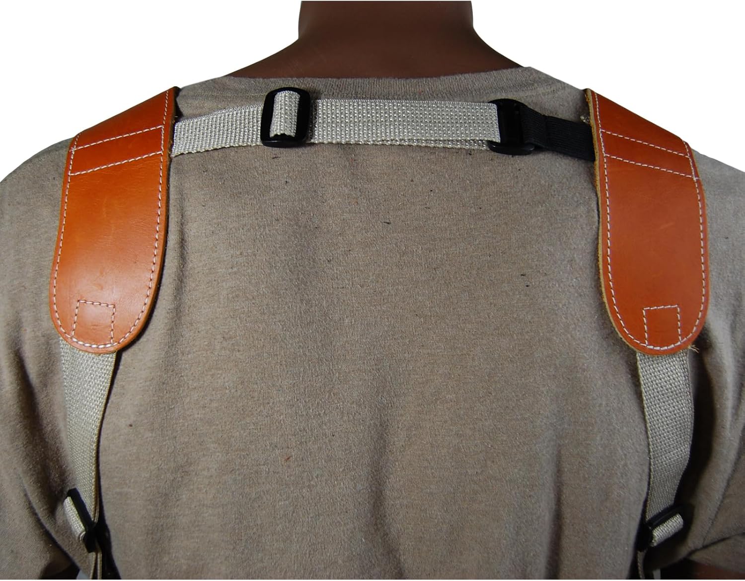 Barsony New Horizontal Tan Leather Shoulder Holster w/Dbl Mag Pouch for Full Size 9mm 40 45