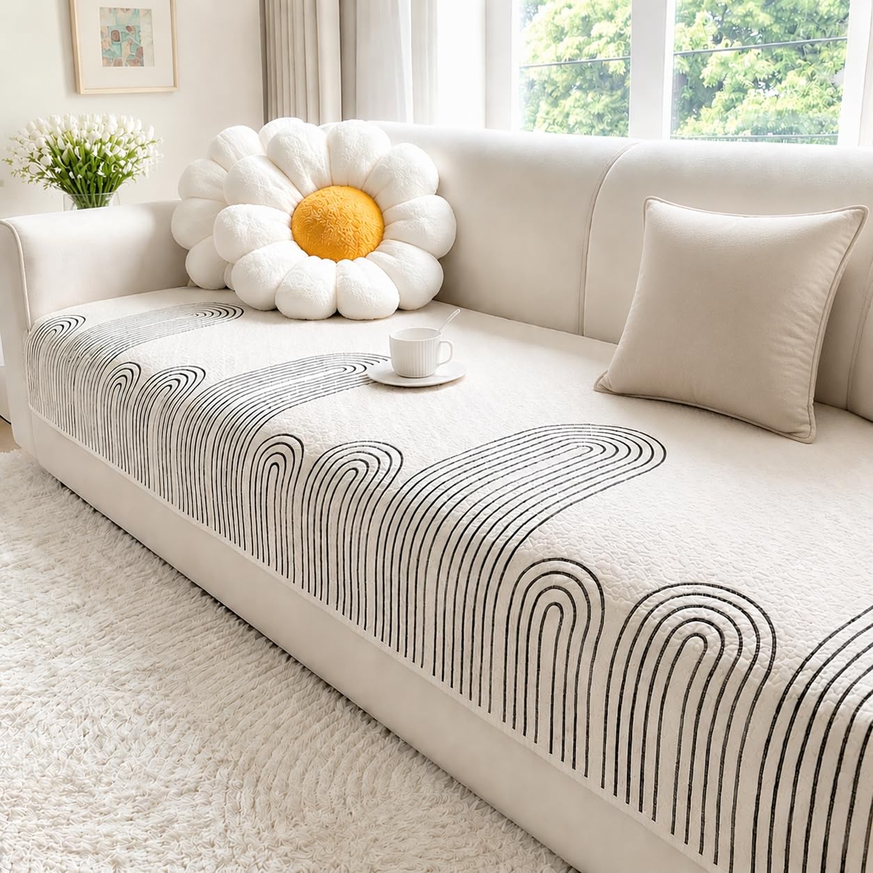 Capslpad Thin Sofa Covers, Non-Slip Universal Sofa Slipcovers 2 3 4 Seater, Soft Minimalist Couch Seat Cover Pet Bed Mat Chair Pads, Washable Cushion Furniture Protector for Living Room(Arch,70x180cm) — image 1