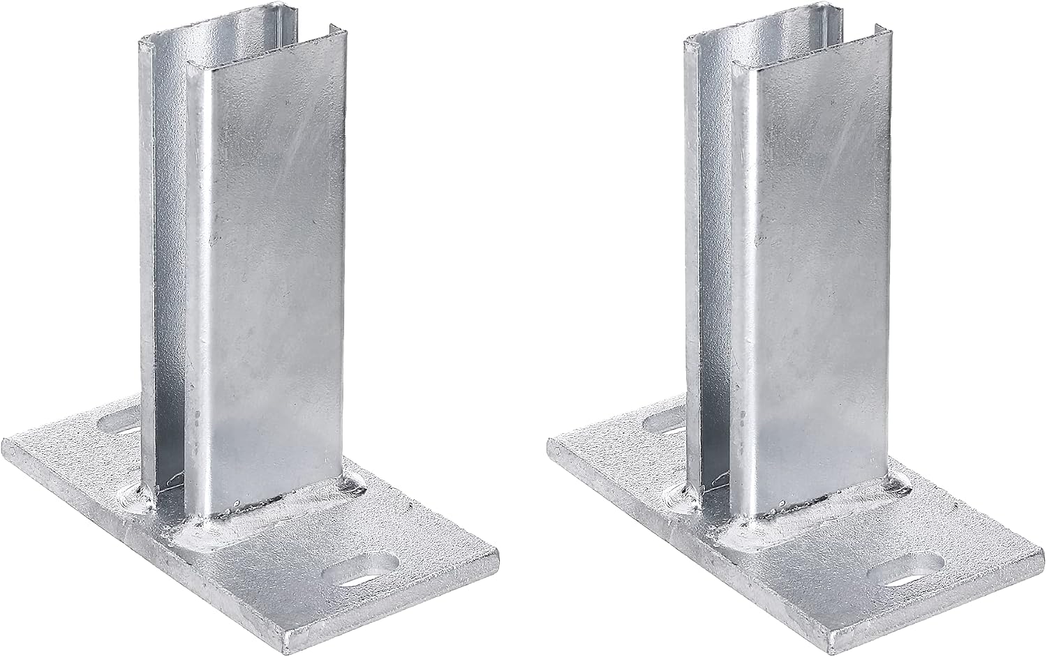 Alberts 663667 Post Holder for Fence Posts for Double Rod Panels Screw-On Hot-Dip Galvanised Plate 150 x 80 mm for Posts 60 x 40 mm Set of 2