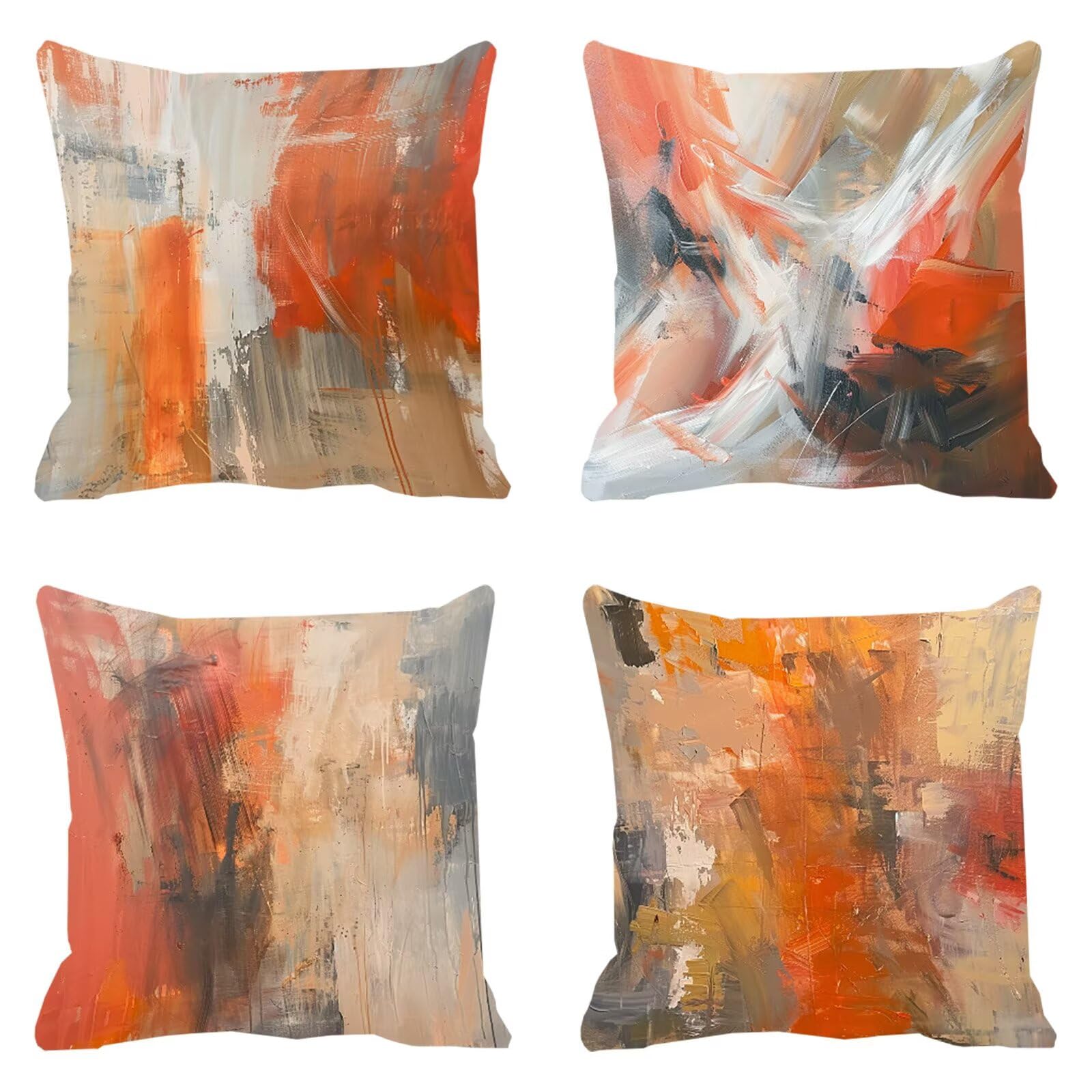 Housse de coussin orange brûlée 50x50cm et taie oreiller canape design