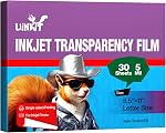 Transparency Film Inkjet 8.5x11 Inches 30 Sheets 100% Clear Silk Screen Printing Color Quick-Dry Universal OHP Overhead Projector Transparencies Paper Crafting
