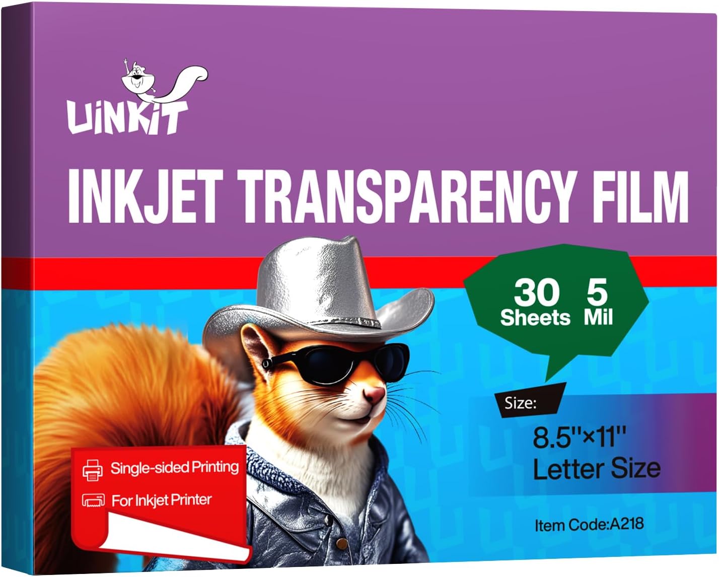 Uinkit Inkjet Transparency Paper film 100% Clear Transparency Film 8.5x11 Inches for Inkjet Printers Print Color Transparency Sheets for Overhead Projector Transparencies and Screen Prints (30)