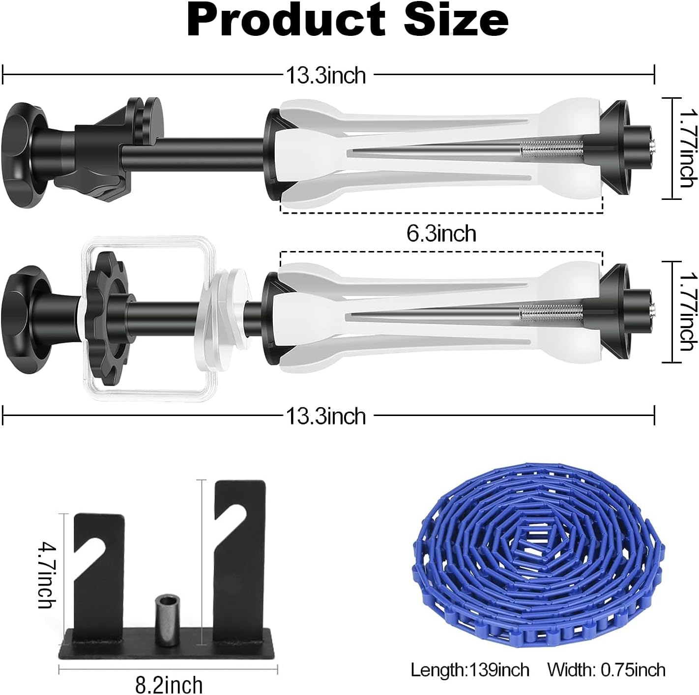 Photography Double Roller Wall Mounting Manual Background Support System, with 2 x Dual Purpose Double Hook, 4 x Expand Bar, 2 x Chain, Load Capacity: 22lb/10kg