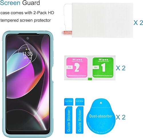 Miniatura 4 de Tekcoo Funda para Motorola Moto G 5G 2022 Moto G (2022) XT2213 con 2 protectores de pantalla de vidrio templado parachoques texturizado