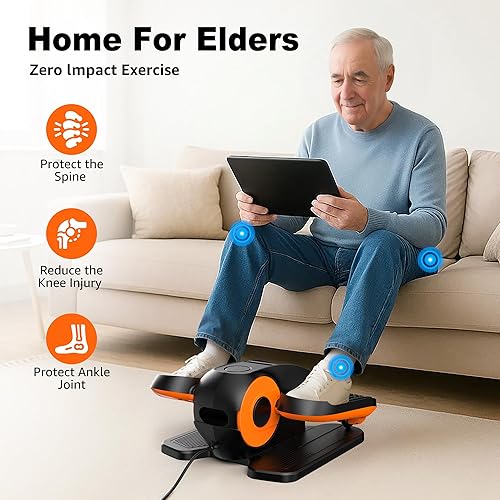 Miniatura 3 de Elíptica debajo del escritorio, ejercitador eléctrico de piernas como se ve en la televisión para personas mayores con 12 velocidades ajustables,