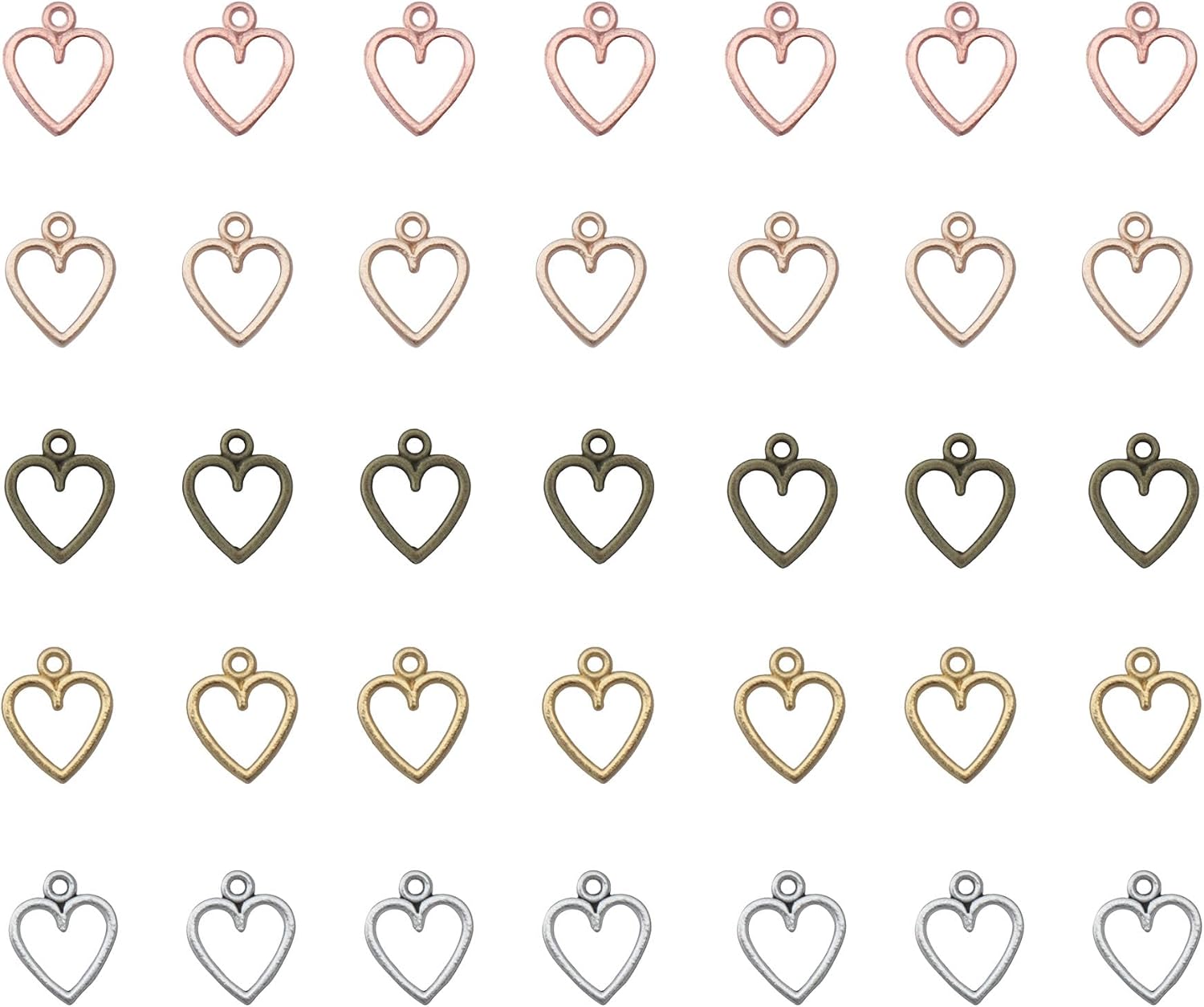 50 pcs Hollow Heart Charm for Jewelry Making DIY Necklace Crafts