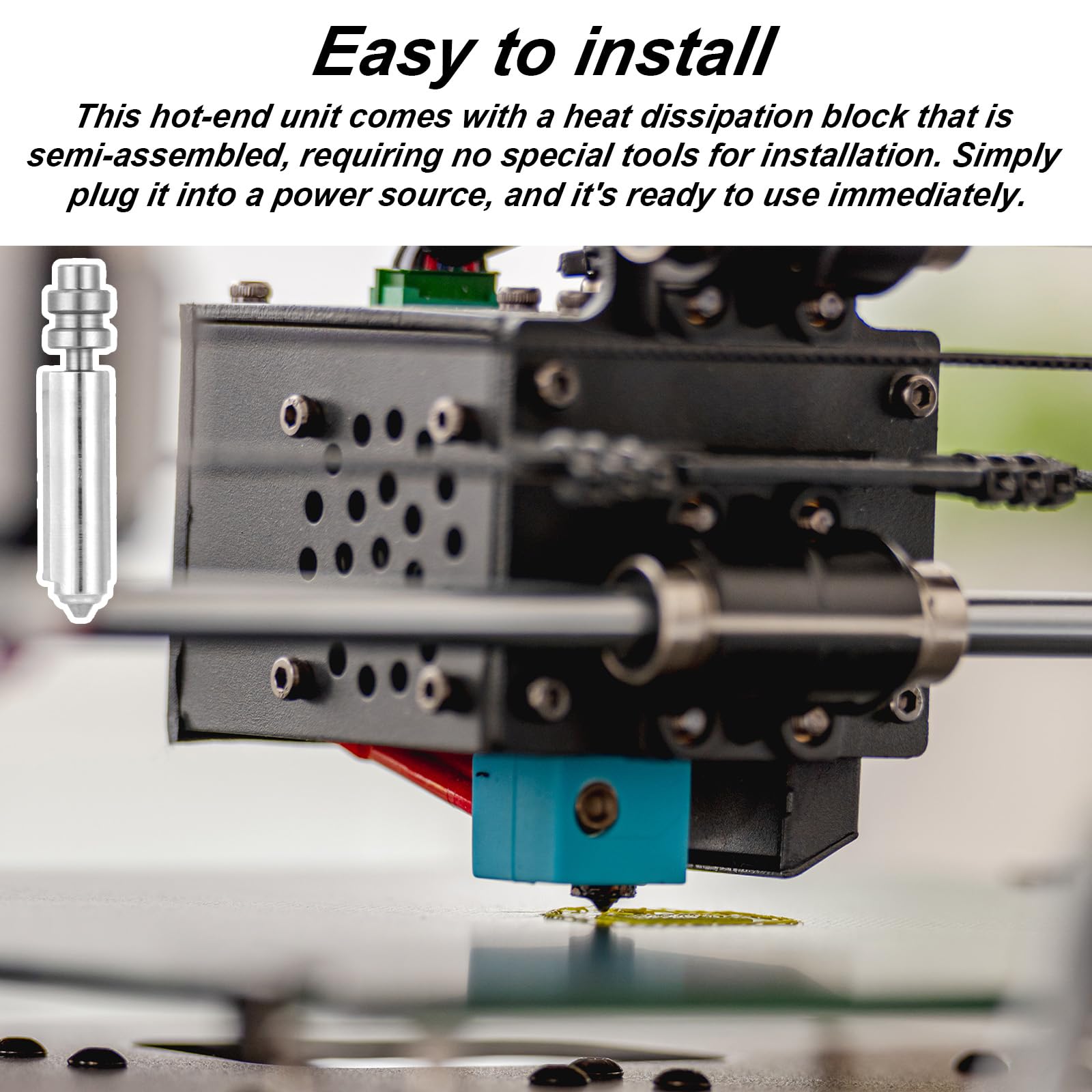 2szt 0,4mm Dysze Hotend dla Kobra X, Hartowana Stal Zintegrowana Dysza ze Szczoteczką do Dyszy Drukarka 3D Złożony Zestaw Wytłaczarki dla Kobra X All Metal Hot End/Części Głowicy Wydruku