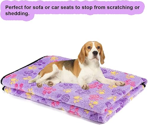 Miniatura 2 de Manta de forro polar súper suave y cálida para perro, manta con estampado de patas para automóvil, regazo, sofá y cama de mascotas (47 x 31