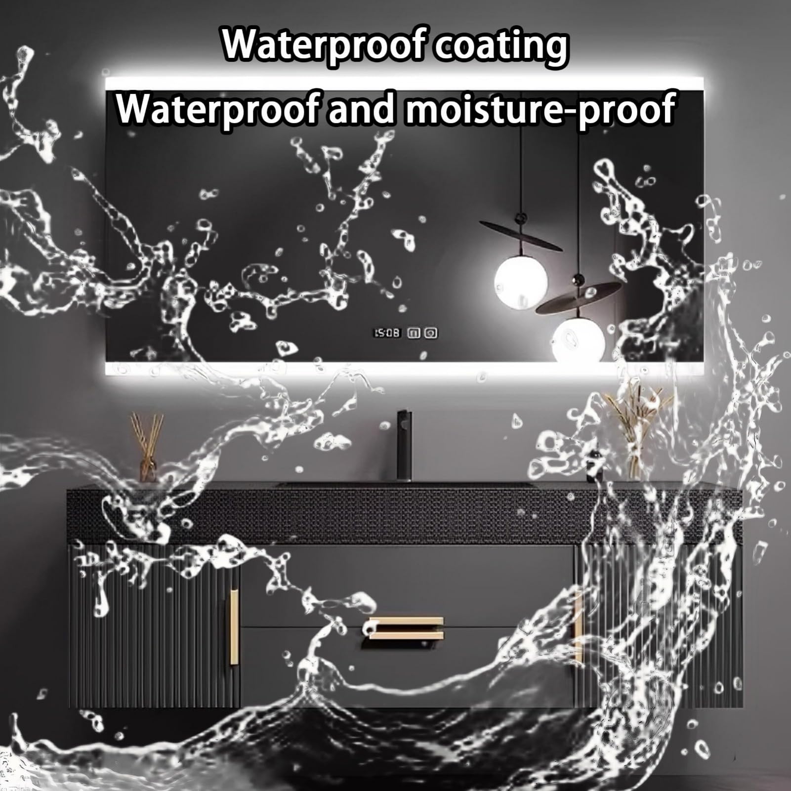 52IN Bathroom Vanity with Sink - Wall Mounted Bathroom Vanity Include Smart Defogging Mirror and Multiple Storage Spaces — view 6