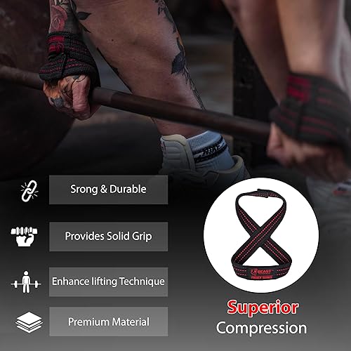 Miniatura 5 de Correa de levantamiento de pesas Strongman de 10 a 14 pulgadas, soporte de agarre verdadero y correas de muñeca resistentes para levantamiento de