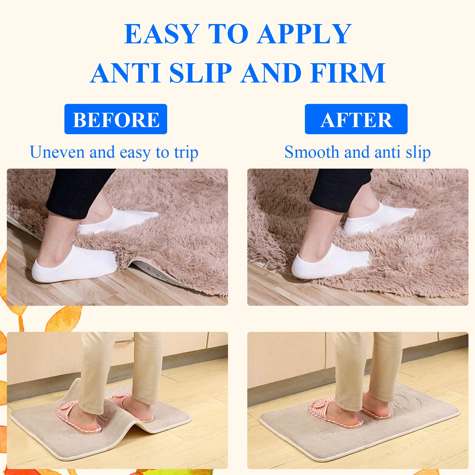 Pinces Antidérapantes Pour Tapis Heavenlife - Lot De 4 Ou 8 - 10x10cm - Lavables - Pour Sols Bois, Carrelage, Stratifié