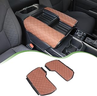 Center Console Armrest Cover Protector Pad Compatible with Toyota Tundra Sequoia 2022-2026 Leather Car Console Armrest Seat Cushion Waterproof Armrest Cushion Lid Interior Accessories (Style C)