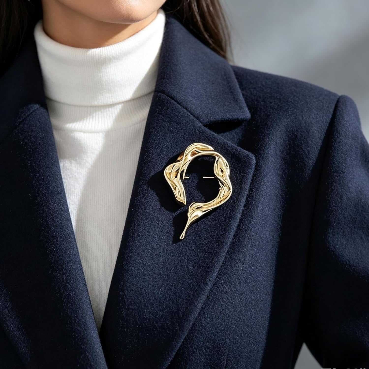 Gold Chunky Brooch Pins,Large Metal Lapel Pin for Women,Big Geometric Vintage Pins Scarves Shawl Accessories