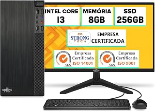 Computador Completo Intel Core i3 8GB SSD 256GB Monitor 17" Pc Hdmi Teclado e Mouse Strong Tech