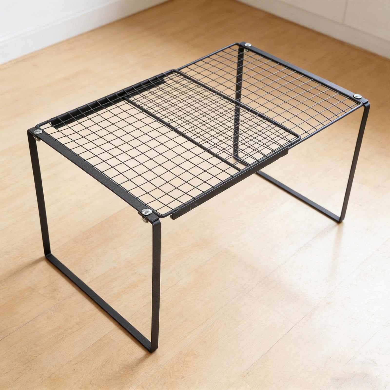 Scaffale impilabile in acciaio 30 x 30 cm, resistente, nero (31 cm) 2)