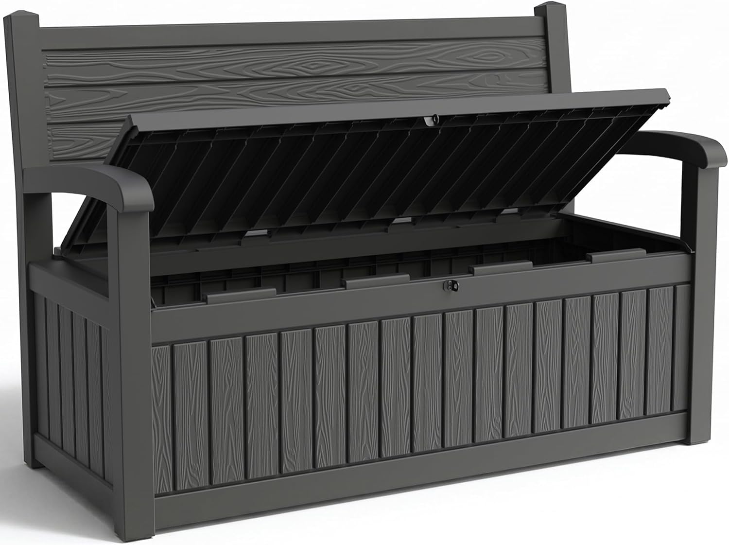 120 Gallon Outdoor Storage Bench, Lockable for Patio Furniture, Black