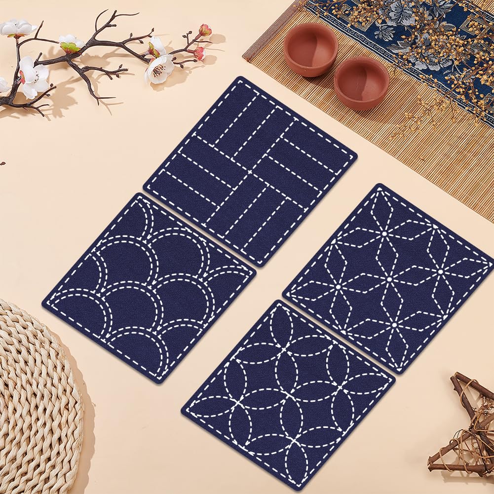 WEBEEDY Sashiko Kit DIY 2 Ensembles Sashiko Décoration Murale Kit de