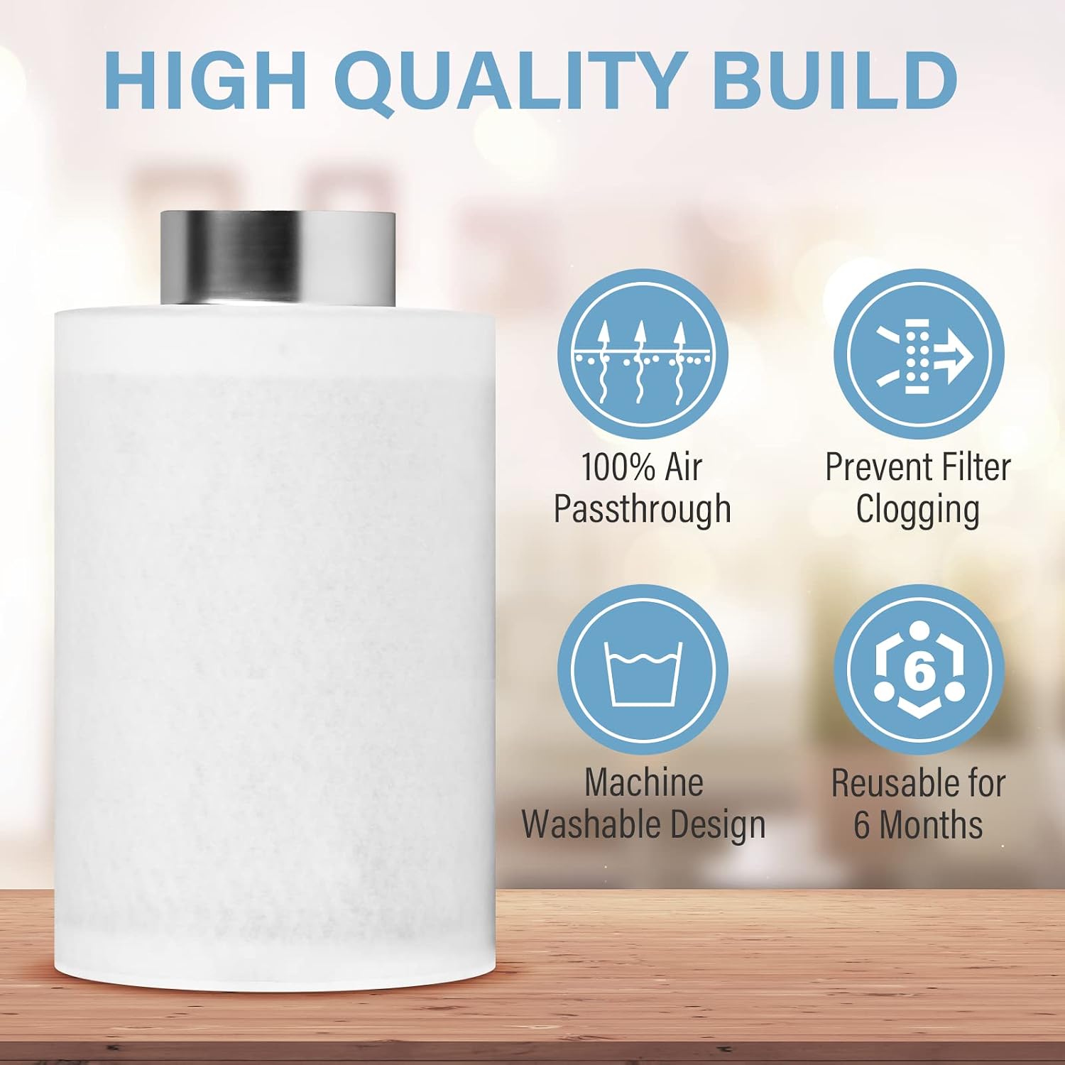 iPower GLFILTPREFILT8 8 Inch Replacement Prefilter for 8" Air Carbon Filter, 8" Pre, White