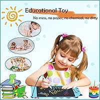 Vista 4 de Tableta de escritura LCD con juguetes de dinosaurio para niños, juguetes azules para niños pequeños con tablero de dibujo, juguete educativo
