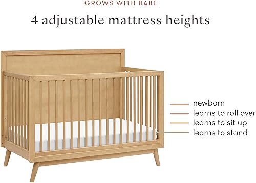 Miniatura 6 de Babyletto Palma 4 en 1 Cuna convertible en blanco cálido con nogal natural certificado Greenguard Gold