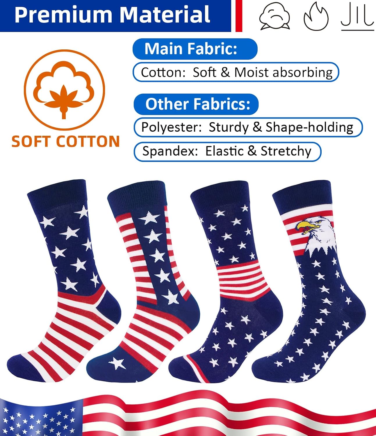 American Flag Socks Stars Stripes Patriotic Socks for Men and Women - Image 6