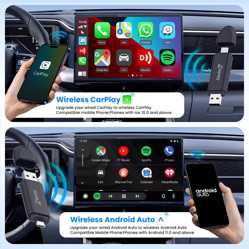 Carlinkit Mini SE Pro Wireless CarPlay Adapter, Wired to Wireless Converter for OEM Factory Wired CarPlay/Android Auto Cars, 5GHz WiFi Fast Connect with USB C/A Dual Port