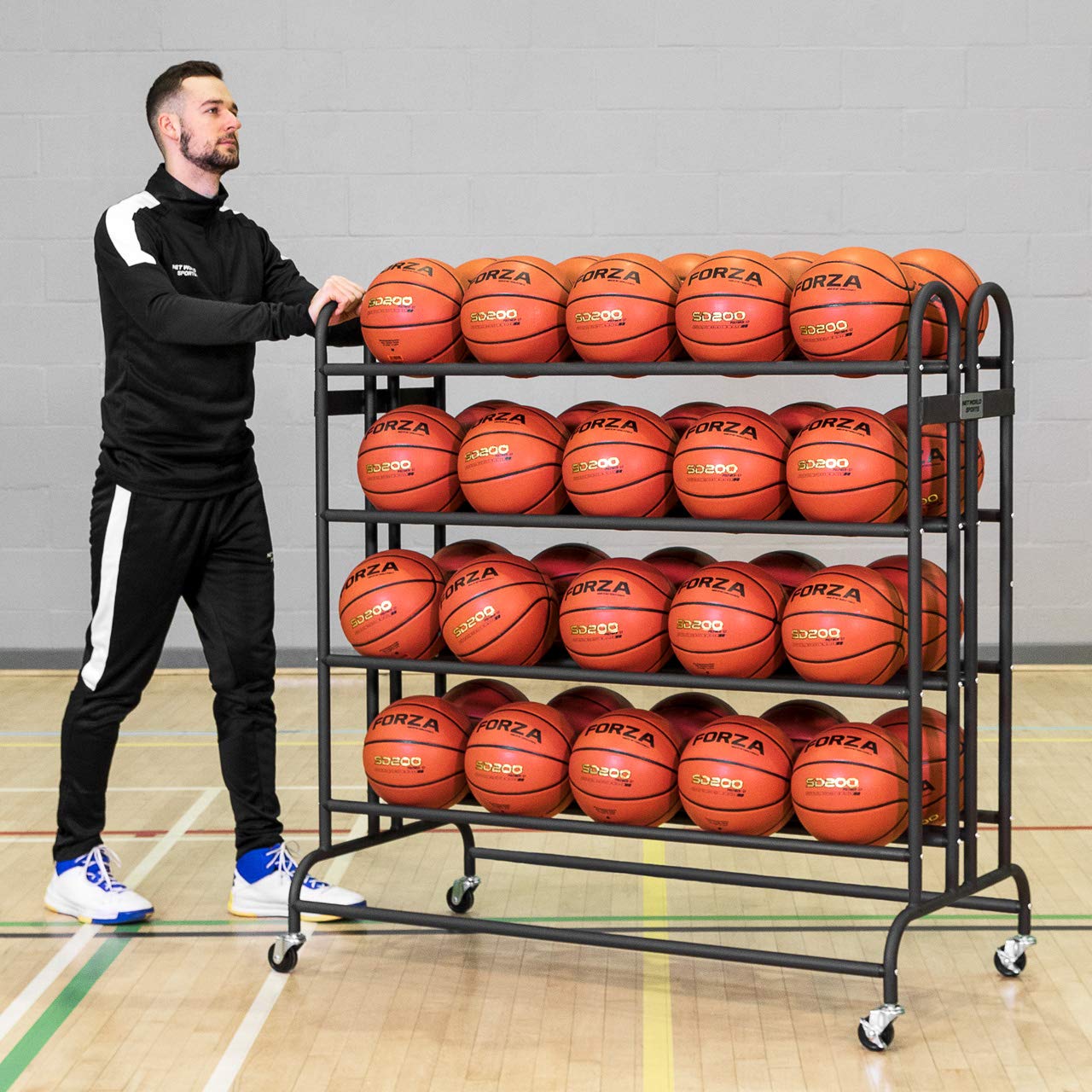 FORZA Carro Estante para Balones y Pelotas 20 40 Almacenaje Deportivo Portátil
