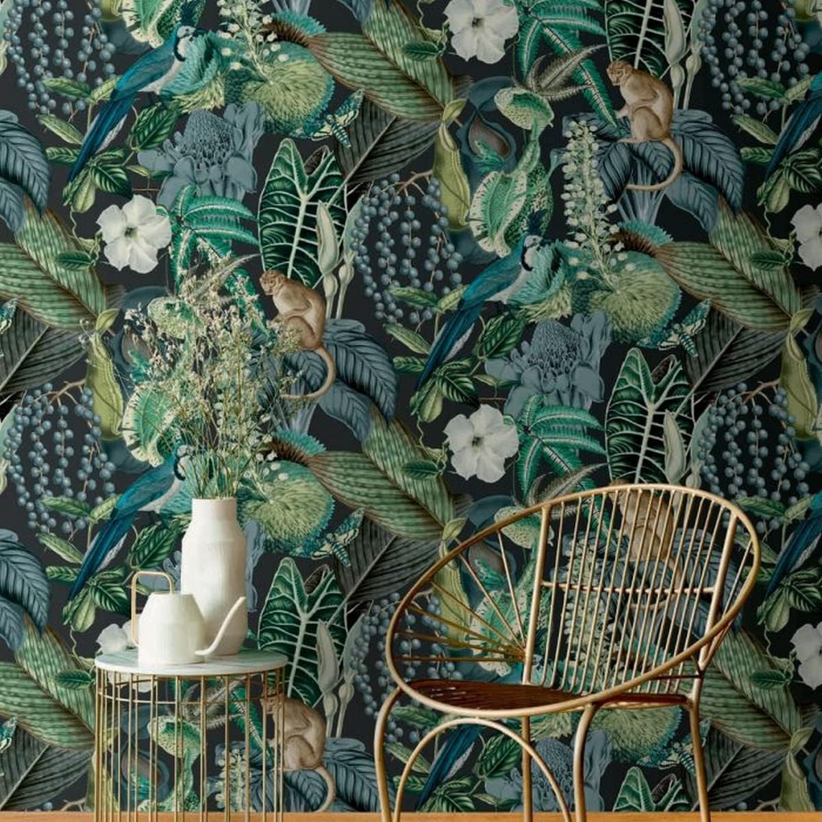 Amazon Wallpaper Black/Blue GranDeco JF2202