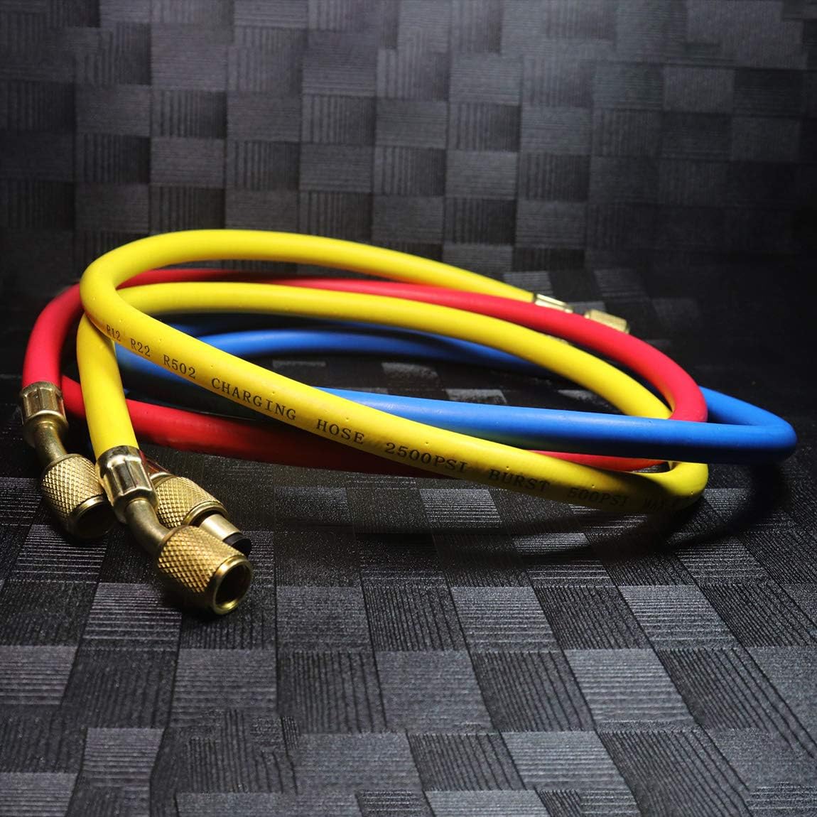 ATOPLEE 3pcs SAE AC Charging Hose Set R12 R22 R502 1/4" SAE-1/4 for HVAC Air Condition Refrigerant: Home Improvement